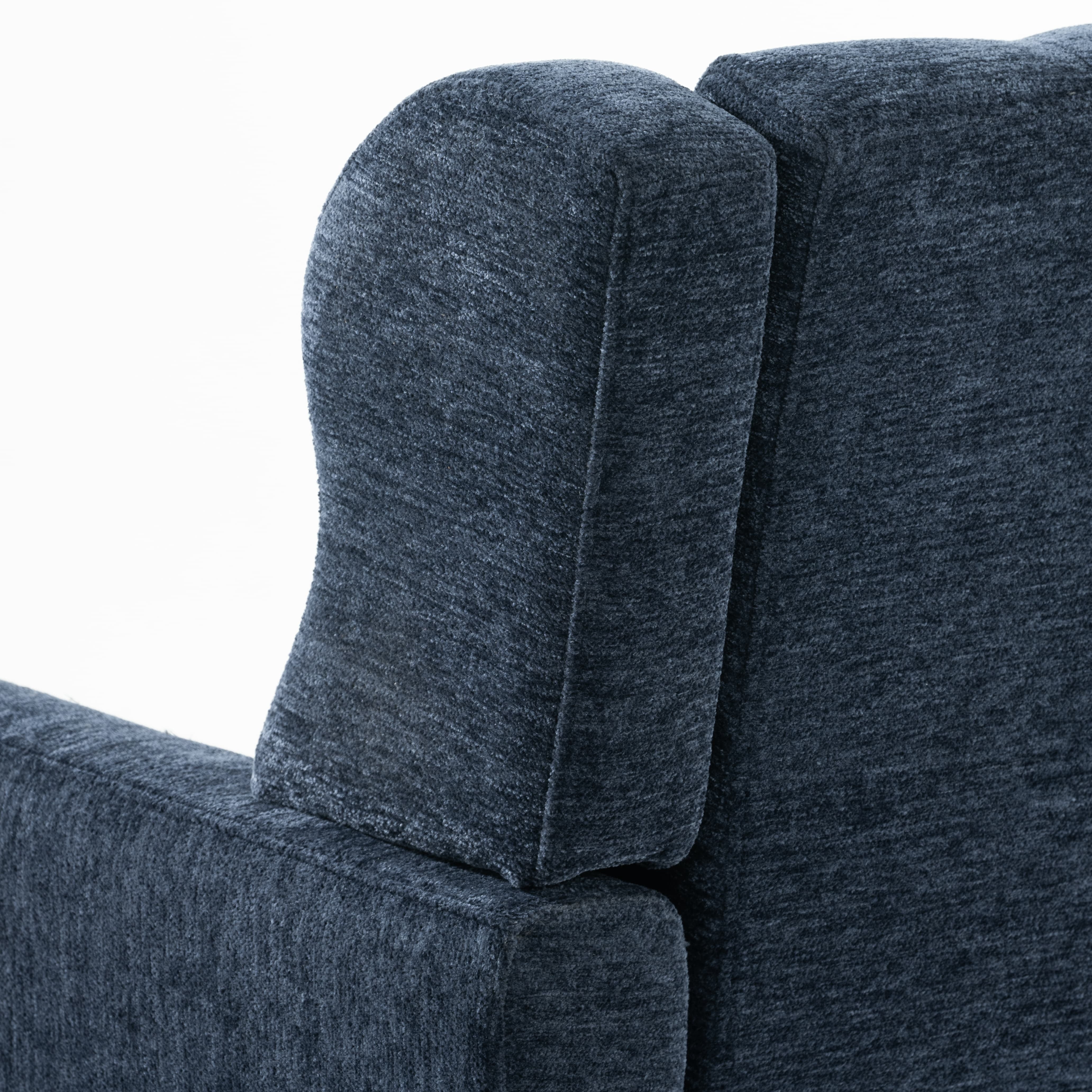 Aukfa Modern Accent Chairs,Chenille Arm Chairs for Living Room w/ Pillow for Bedroom,Dark Blue