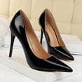 thumbnail image 5 of Zapatos de tacón alto estilo mujer moda simple lacado cuero boca baja puntiagudos sexys para discoteca, 5 of 5