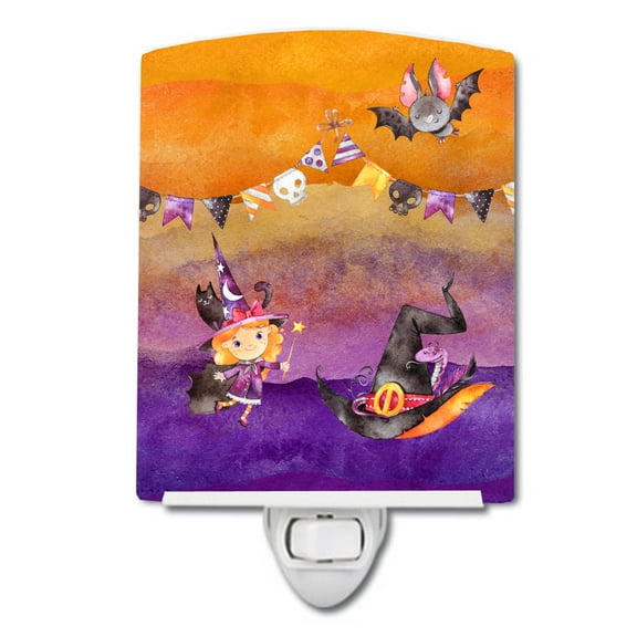 Caroline's Treasures BB7462CNL Halloween Little Witch Party Ceramic Night Light, 6x4x3", multicolor
