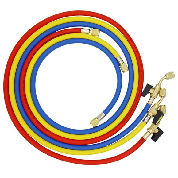 1.6M Refrigerant A/C Charging Hoses with Valves HVAC 1/4In SAE Fit for R134A R12 Coolant Adding and Air Condition