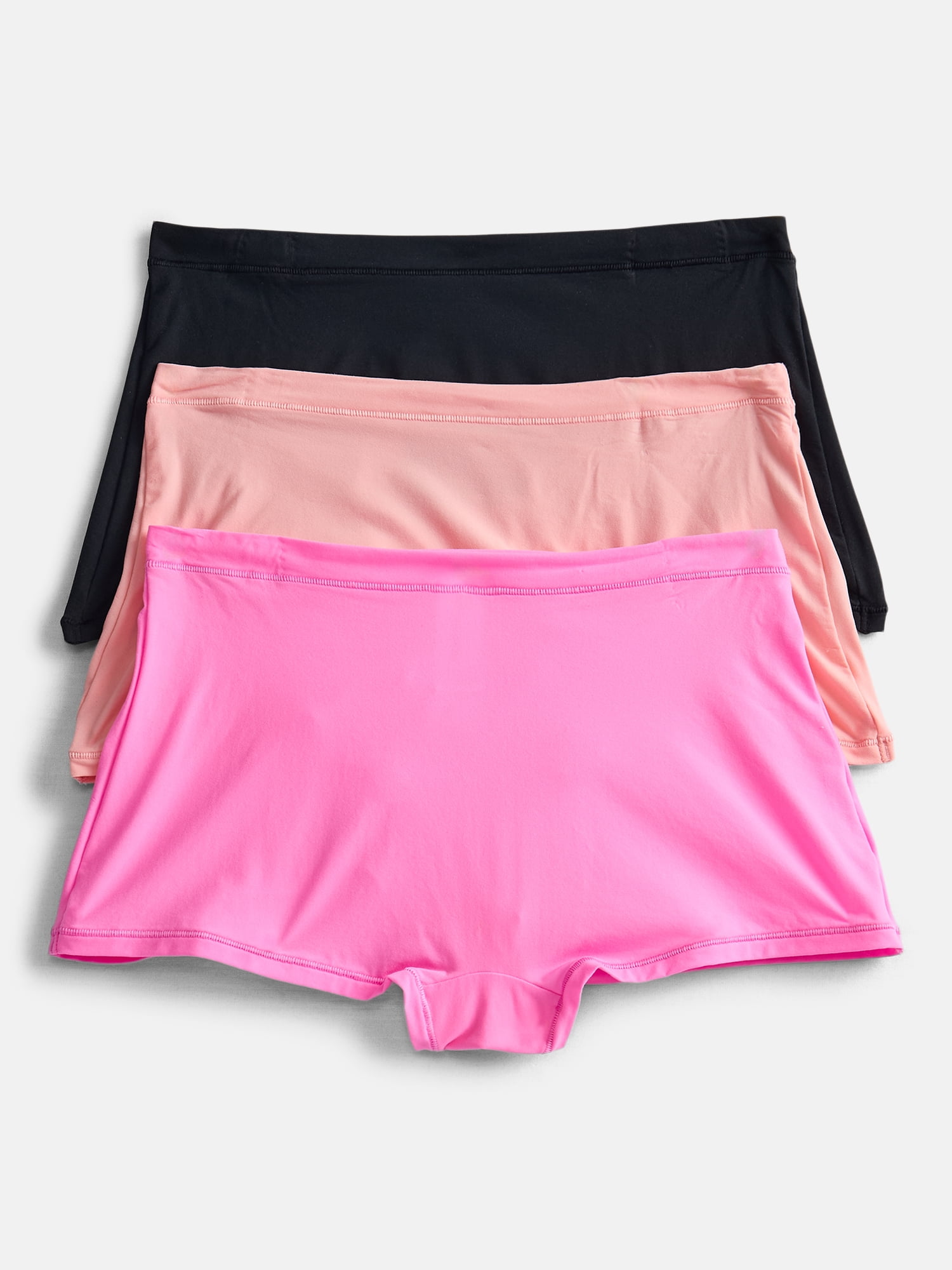 No Boundaries Fit Stretch Boyshort Panties, 3-Pack, Women's XS-XXXL