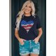 thumbnail image 2 of ABPHQTO Camiseta gráfica con estampado en forma de corazón de la bandera estadounidense de leopardo azul para mujer, 2 of 5