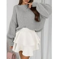 thumbnail image 4 of PRETTYGARDEN Women's Oversized Sweaters Fall Chunky Knit Pullover Lantern Sleeve Crewneck Jumper Tops Trendy Clothes, 4 of 10