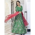 thumbnail image 3 of Janasya Women's Green Crepe Silk Digital Floral Printed Skirt Blouse With Scarf, 3 of 5