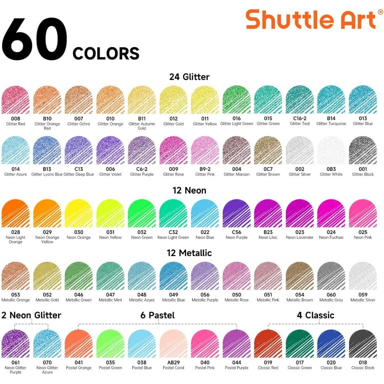 Shuttle Art 120 Pack Gel Pen Set with 60 Refills, Vibrant Colors