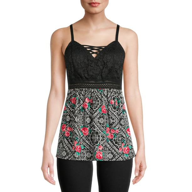 No Boundaries No Boundaries Juniors' Lace Bra Cup Tank Top Walmart