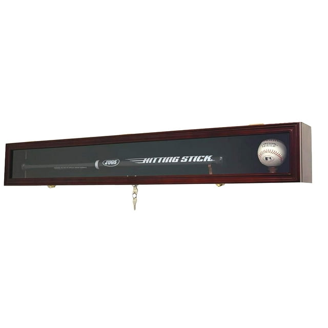 DECOMIL Baseball Bat, Stick Display Case Rack Cabinet Holder Wall Mount, w/UV Protection, Lock, Vertical or Horizontal
