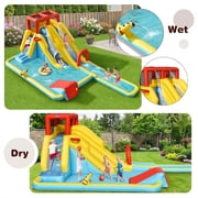 Redsmile 7-in-1 Inflatable Dual Slide Water Park Bounce House Without Blower - Multicolor - Kids Birthday Party