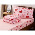 thumbnail image 6 of NTBED Strawberry Bow Printed Zipper Bedding Sets Twin for Kids Girls Lightweight Microfiber Butterfly Comforter Set with Fitted Sheet Pillow Covers,Pink, 6 of 8
