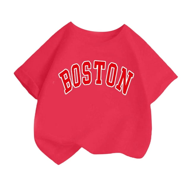GDREDA Vêtements Fille Enfant Filles Mode Mignon Imprimé Col Rond Manches Courtes Tee Été Décontracté Ample T-Shirt Hauts T-Shirts Fantaisie pour Fille Rose Vif,8-10 Ans