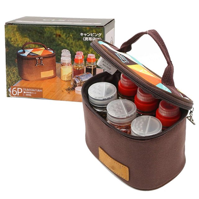 Spice Jars Set Camping Seasoning Containers Portable Spice Shaker Bottles Set with Storage Bag for Outdoor Travel Picnic Set of 6pcs
