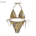 thumbnail image 2 of Bikini de mujer con estampado de rayas pequeñas en la parte delantera, bikini de fiesta en la playa de verano, 2 of 7