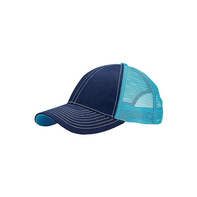 Top Headwear Heavy Cotton Twill Trucker Cap - Navy/Turquoise