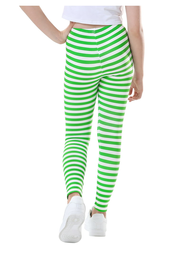 HDE Girl's Leggings Holiday Stretchy Full Ankle Length Striped