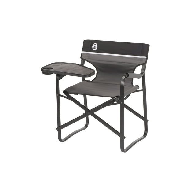 Coleman Aluminum Deck Chair With, Folding Chair With Swivel Table