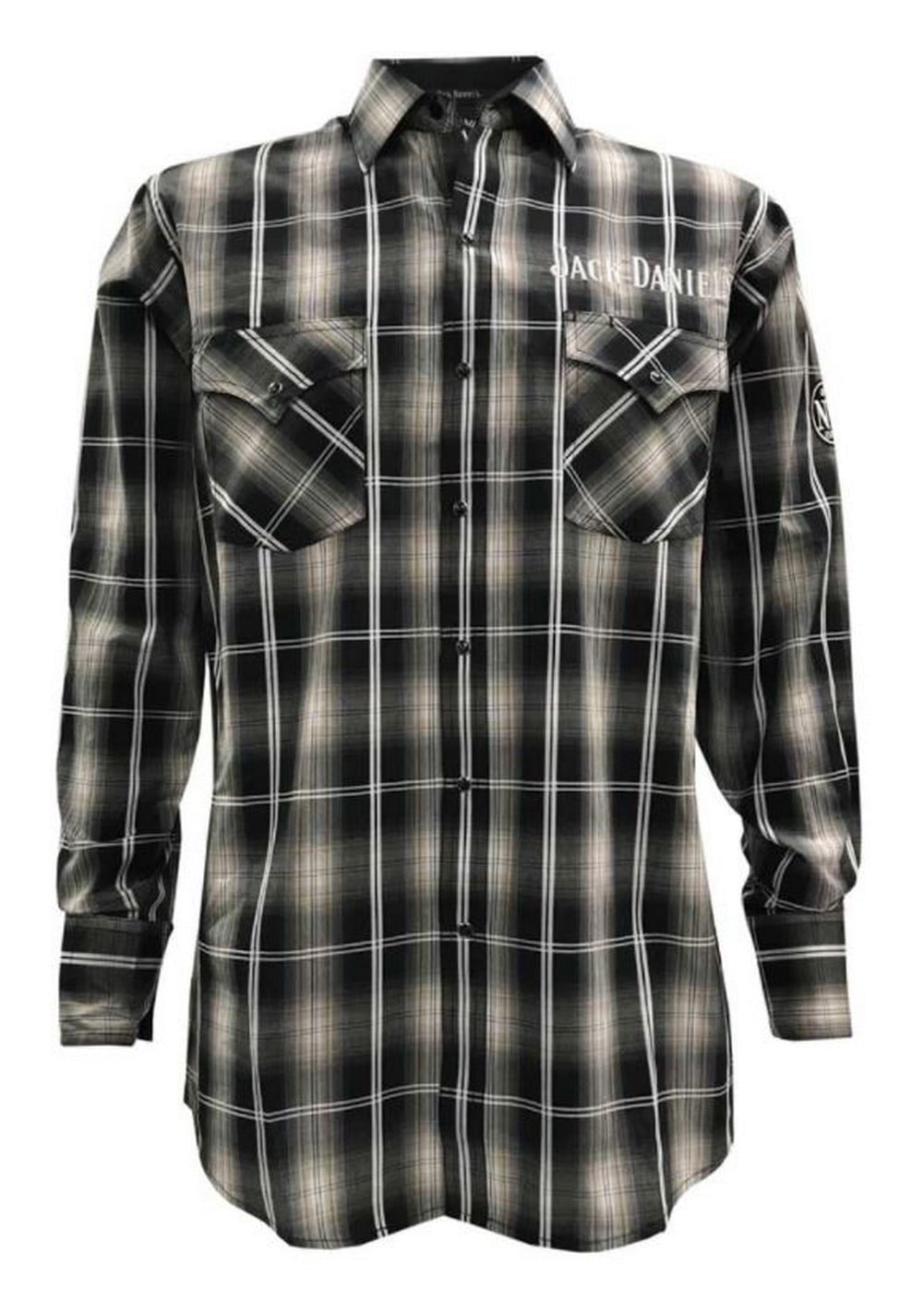 Jack Daniels Men's Plaid Embroidery Shirt Western Cowboy Long Sleeve Cotton  (XL) 