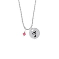 thumbnail image 2 of Delight Jewelry Indian Pink Crystal Bicone Silvertone Script Initial Disc - F - Charm Necklace, 20"+3", 2 of 4