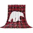 thumbnail image 2 of Christmas Buffalo Throw Flannel Blanket 60x80In Plaid Red and Black Polar Bear Super Soft Cozy Bed Blanket, Lightweight Plush Fuzzy Bed Throw for Bedroom Sofa Couch Living Room, 2 of 4