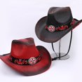 thumbnail image 3 of Slccxzc Unisex Summer Straw Cowboy Hat Wide Brim Sun Protection Panama Hat, 3 of 7