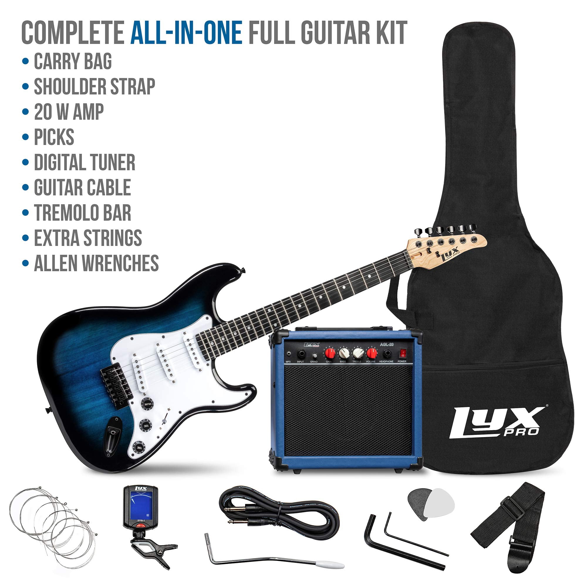 LyxPro Electric Guitar 39 Inch Beginner Kit with Amp and Accessories