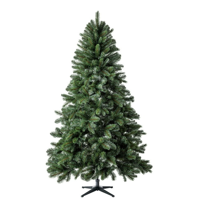Holiday Time Donner 7.5-foot regular full fir artificial Christmas tree in green with dense branches and black metal stand.
