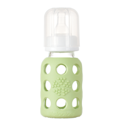 Lifefactory Glass Baby Bottle with Nipple and Protective Sleeve, Spring Green, 0-3M, Stage 1, 4 Oz
