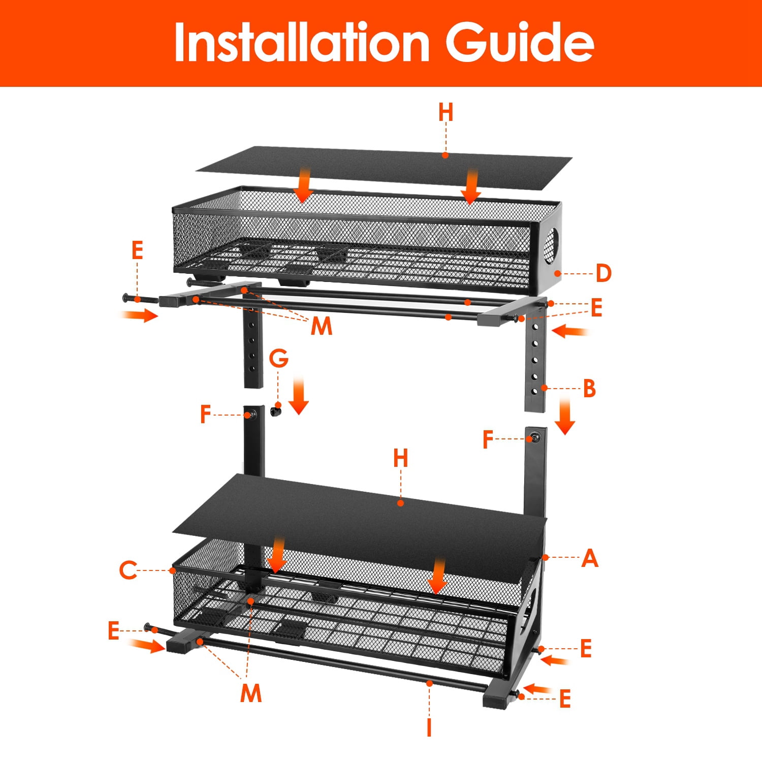 Moclever 2Pcs Under Sink Organizer, 2 Tier Pull Out Cabinet Organizer with 5 Adjustable Height Mesh Baskets for Kitchen Bathroom Office, Black