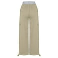 thumbnail image 5 of Womens Full-Length Trousers High Waisted Cargo Pants Women Baggy Wide Leg Outdoor Pants Casual Military Trousers with Pockets S-173 Beige M, 5 of 9