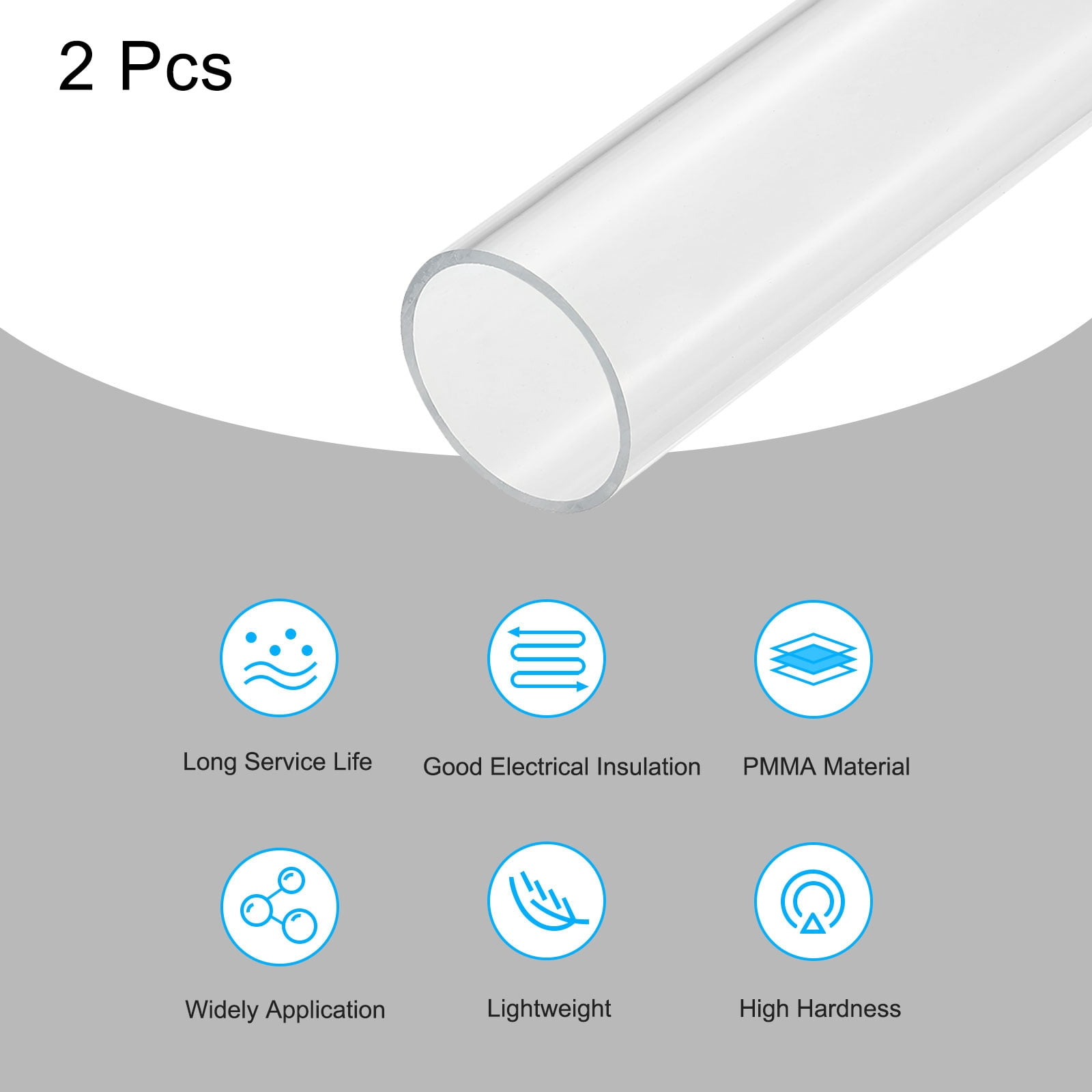 Unique Bargains Acrylic Pipe Rigid Round Tube for Lamp and Lanterns 2" ID 2.17" OD