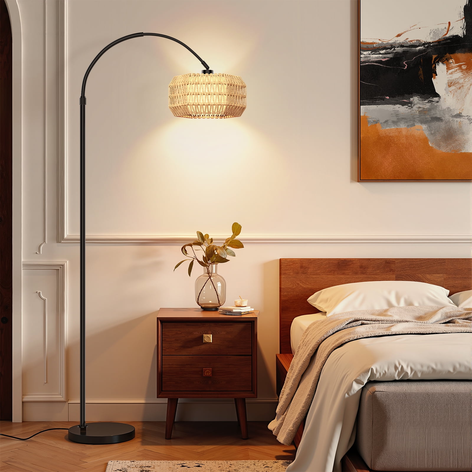 BLITZWILL Arc Floor Lamp 71‘’ Height Adjustable, with Remote Control &Smart APP Standing Lamps, RGB Bulb,Dimmable, for Living Room Bedroom Office Corner