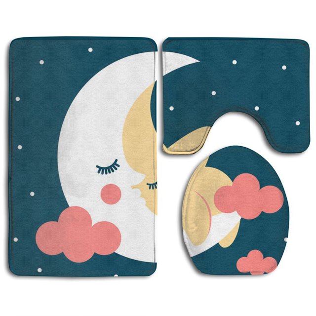 ABPHQTO Estrella de la luna del espacio de la galaxia colorida Juego de alfombras de baño de 3 piezas Alfombra de baño Alfombra de contorno y tapa de inodoro ABPHQTO Cont-CHAPPLE-25692