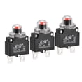 thumbnail image 1 of Unique Bargains Circuit Overload Protector 3A AC125/250V DC32V Push Button Thermal Circuit Breaker with Waterproof Caps 3pcs, 1 of 5