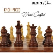 BCBESTCHESS Wooden Handcrafted Foldable Magnetic Chess Board Set with Magnetic Pieces and Extra Queens for Adults (10x10 Inches, Brown)