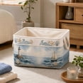 thumbnail image 2 of Vintage Floral Fabric Storage Basket Lined Rectangular Foldable Home Organizer Bin, 2 of 7