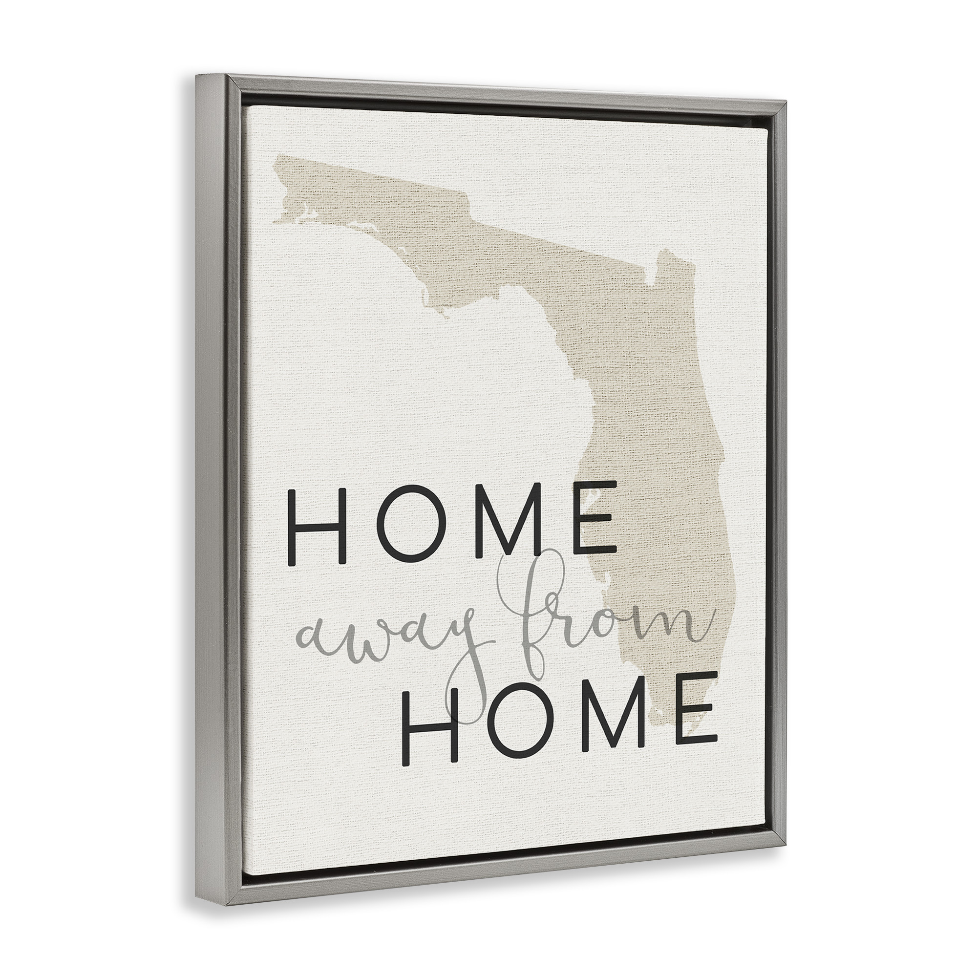 Stupell Industries Home Sweet Florida Typography Town & City Painting Gray Floater Framed Canvas Art Print Wall Art, 17 x 21