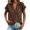 Brown, variant on Women's Short Sleeve T-Shirt, V-Neck Button Down Blouse, Lightweight Cotton Linen Blend Top, Casual Loose Fit Summer Tee for Daily Wear