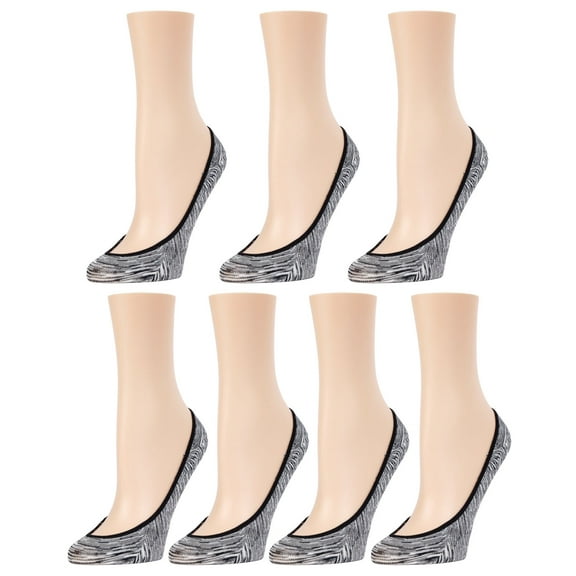 MeMoi Multi Twist Micro Shoe Liner 7-Pack - Womens - Female (One Size, Black/White)