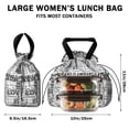 thumbnail image 5 of Black and White Baseball Words Pattern Drawstring Lunch Bag Women - Drawstring Lunch Bag Insulated for Work Office - Stain-Resistant Large Lunchbags for Women with Multi-Pockets, 5 of 6