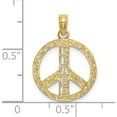 thumbnail image 3 of 14K Yellow Gold Flat Textured Peace Sign Charm (16 X 16) Made In United States k7135, 3 of 5