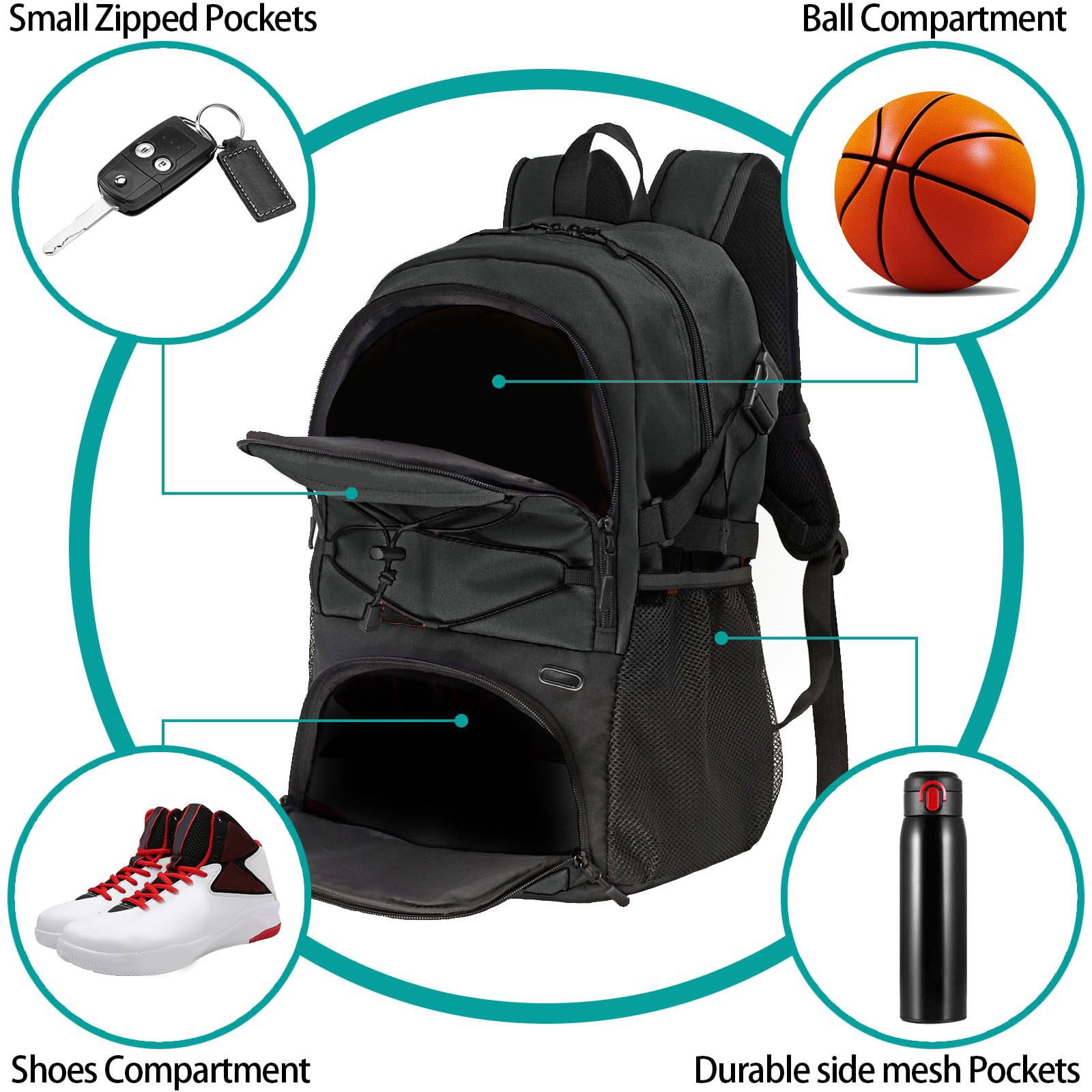 バッグ BASKET BACKPACK COM1950s Basketball Backpack,32L Travel Laptop Backpack with Shoe