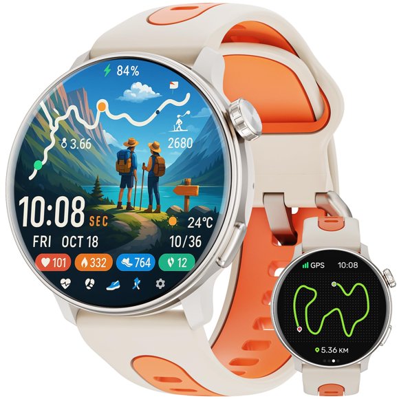 Smart Watch for Men Women GPS, 1.43'' AMOLED Smartwatch with Compass/Barometer/Altimeter 100+ Sports Fitness Tracker with Health Monitor for Android i