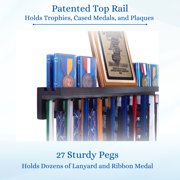 Medal Awards Rack Trophy Shelf and Award Display Rack- Black 36