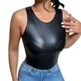 thumbnail image 1 of Hiiyo Débardeur en Cuir Aguichant pour Femmes Ajusté Col Rond Sans Manches (S-TG), 1 of 7