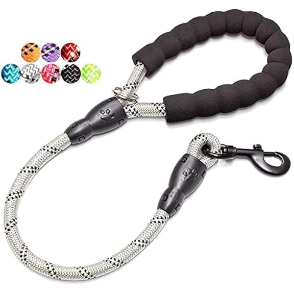 Eryueer 2/4/5/6 FT Dog Leash with Comfortable Padded Handle and Highly Reflective Threads for Small Medium and Large Dogs (2FT-1/2'', Silver)