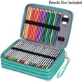 thumbnail image 3 of Organizador de lápices de colores con 200 ranuras, estuche de lápices de cuero Pu de lujo con asa de extracción, caja de lápices grande para lápices de colores (verde) Feliz Sencillez, 3 of 5