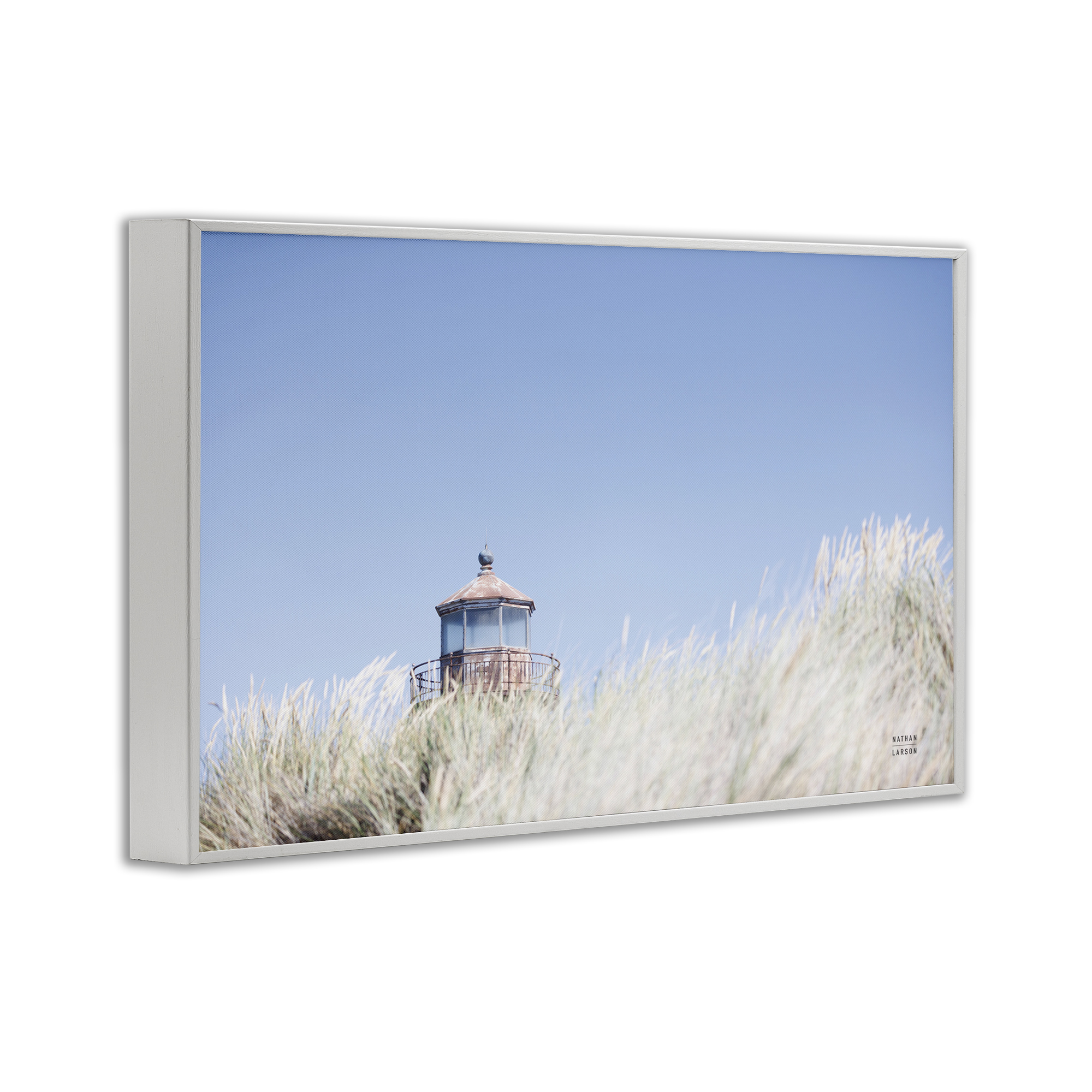 Stupell Industries Peering Over Lighthouse Landscape Photography White Framed Art Print Wall Art, 24 x 16