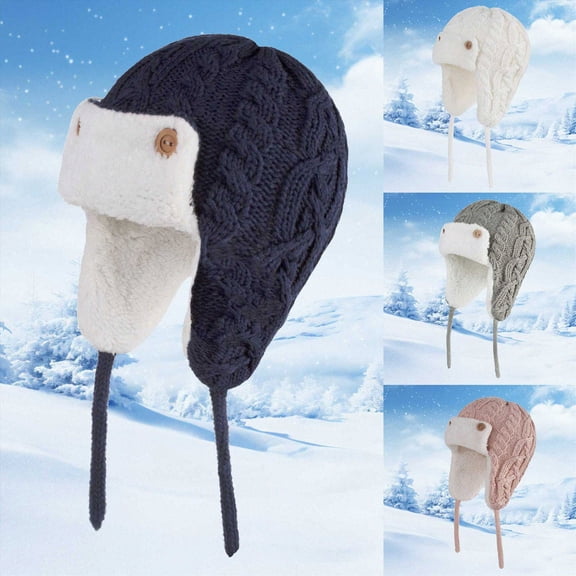 1-2 Years Toddler Kids Beanie Hat Warm Winter Knitted Hat Classic Color Outdoor Trapper Hat Toddler Beanies