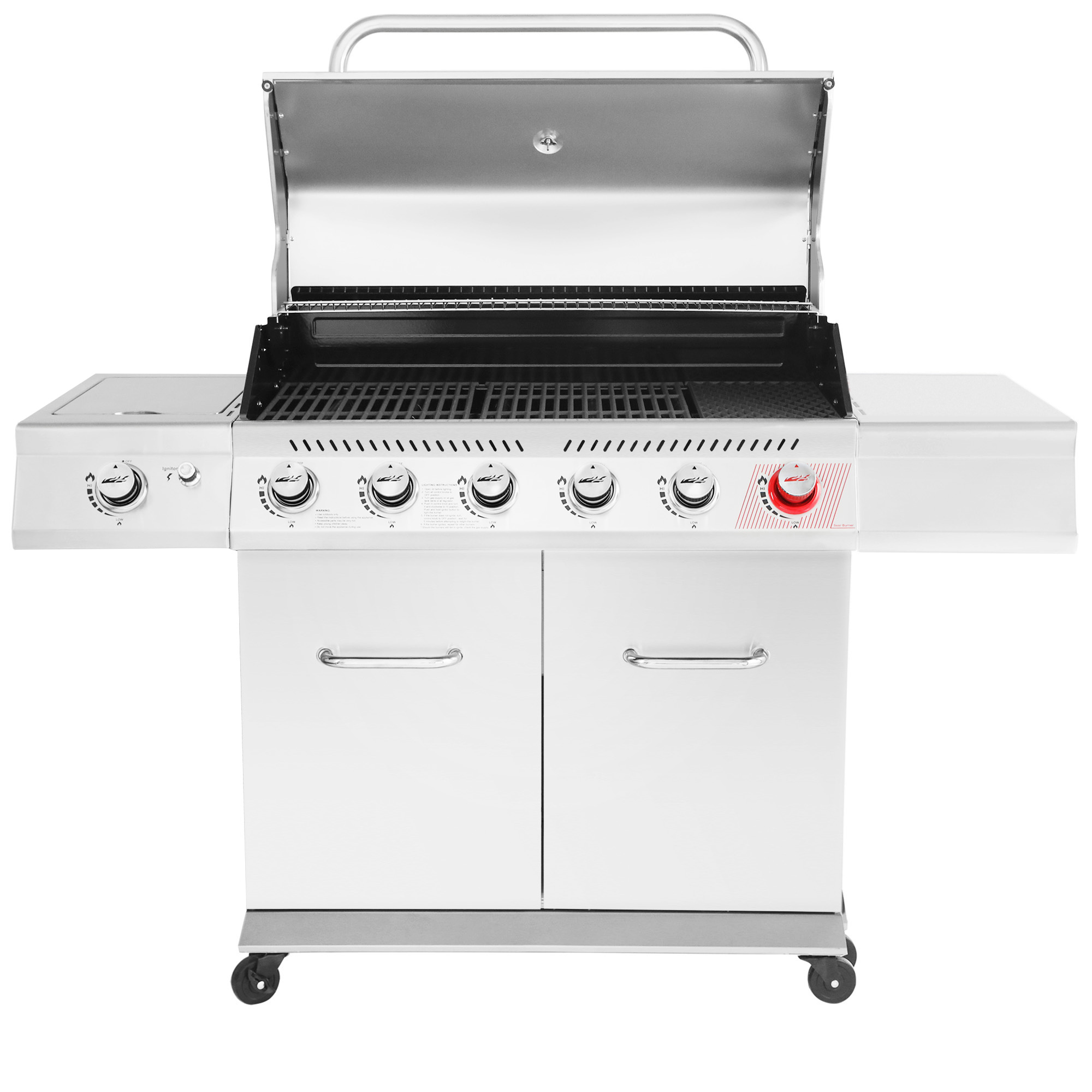 Royal Gourmet GA6402S Stainless Steel Gas Grill, Premier 6-Burner BBQ Grill with Sear Burner and Side Burner, 74,000 BTU, Cabinet Style, Outdoor Party Grill, Silver - image 2 of 9