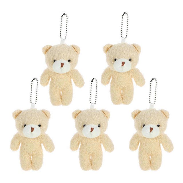 5pcs Adorable Bear Pendants Keychain Charms Tiny Stuffed Bear Doll for DIY Decor Fashion Accessory
