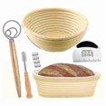 thumbnail image 1 of Bread Proofing Basket Set Of 2 With Starter Kit-round And Ovel Bread Baking Bowl Tools -bread Lame-, 1 of 5